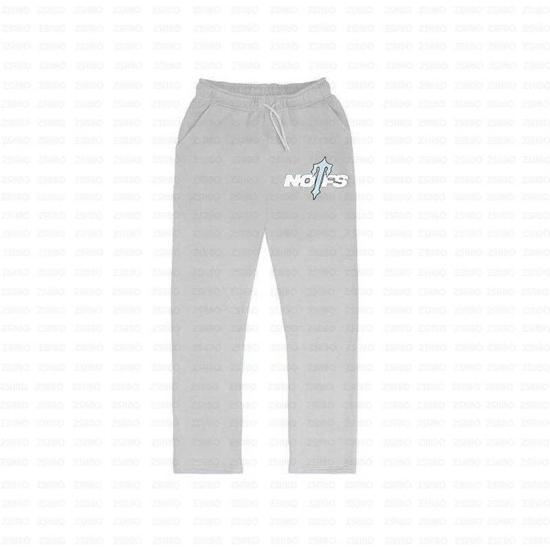 Retro Print Hooded Sweatshirt Set Casual Unisex Jogger Pants