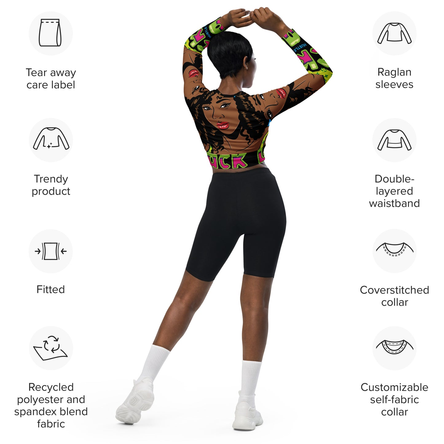 Black Billionaire Designer Recycled long-sleeve crop top