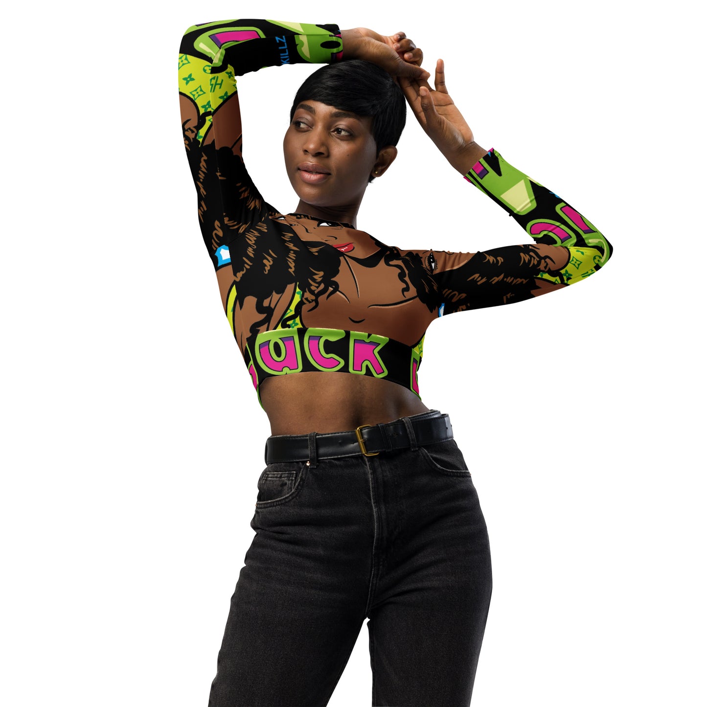 Black Billionaire Designer Recycled long-sleeve crop top