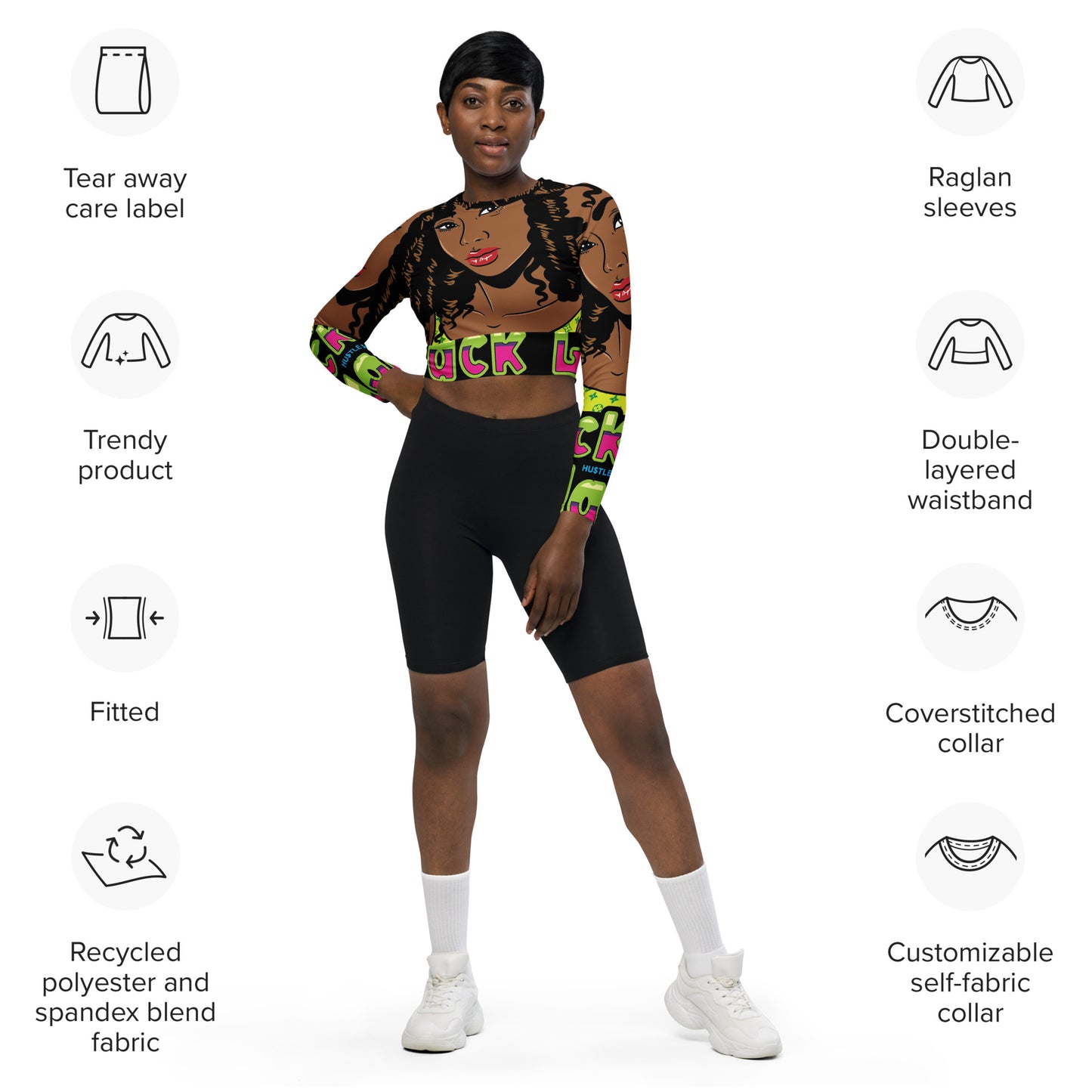 Black Billionaire Designer Recycled long-sleeve crop top