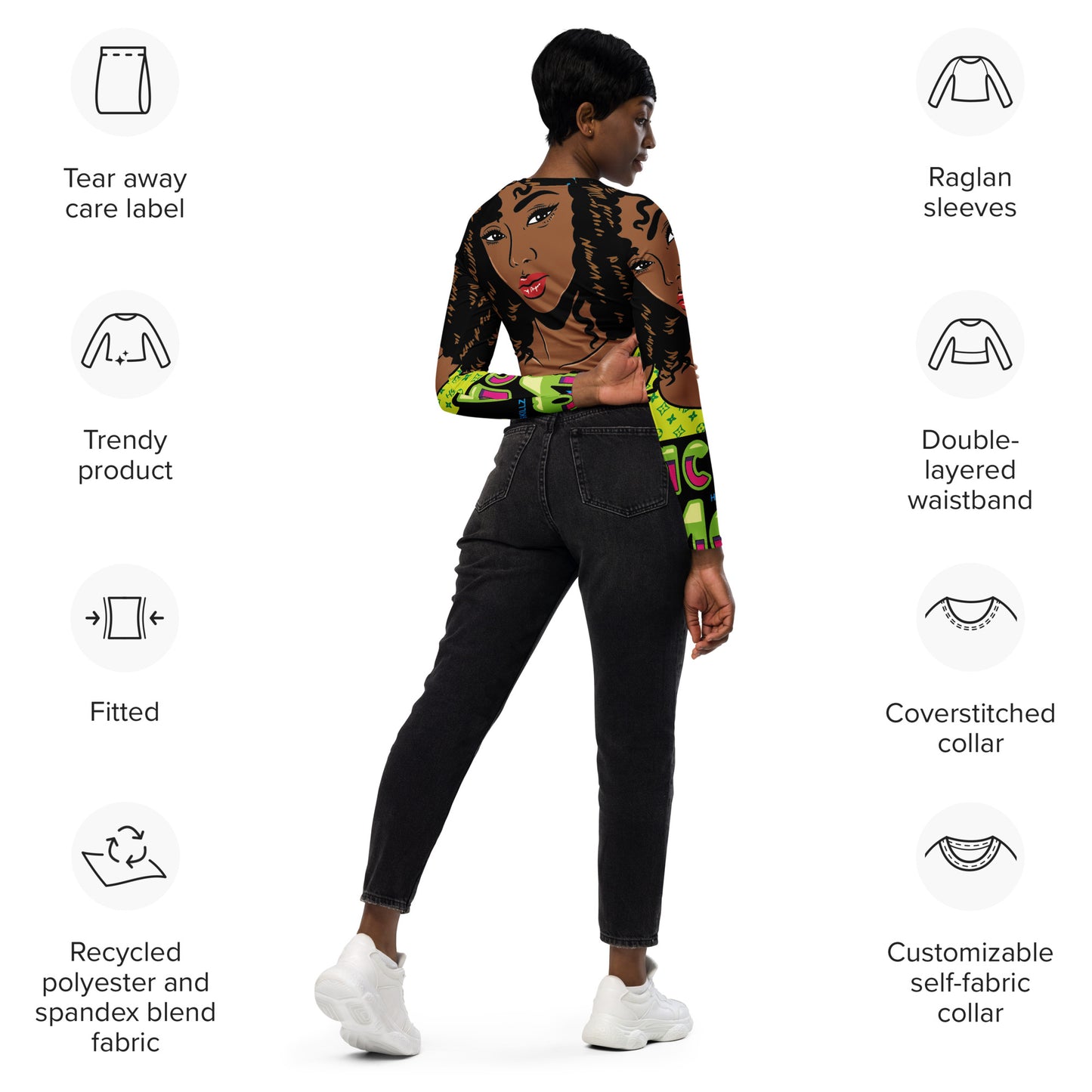 Black Billionaire Designer Recycled long-sleeve crop top