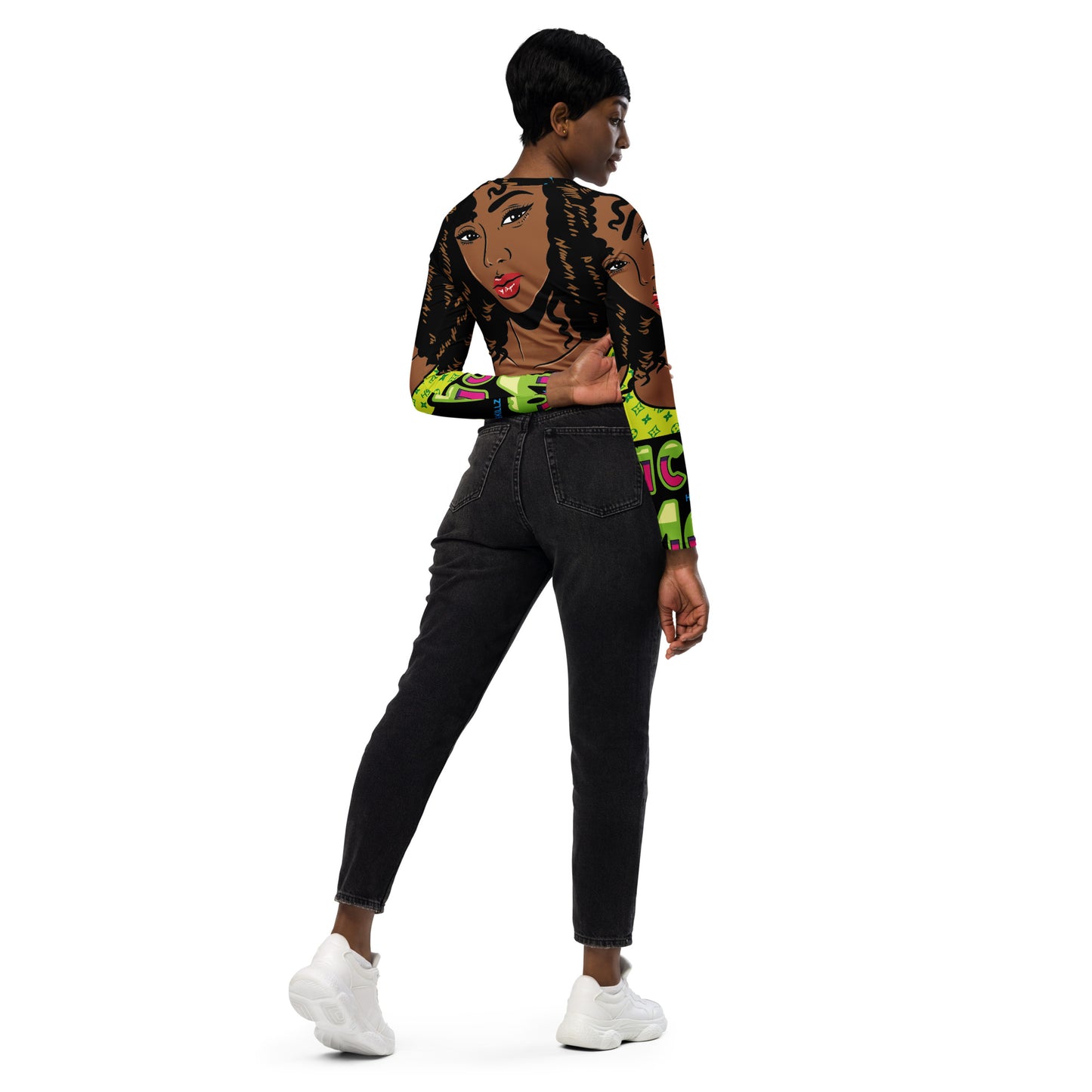 Black Billionaire Designer Recycled long-sleeve crop top