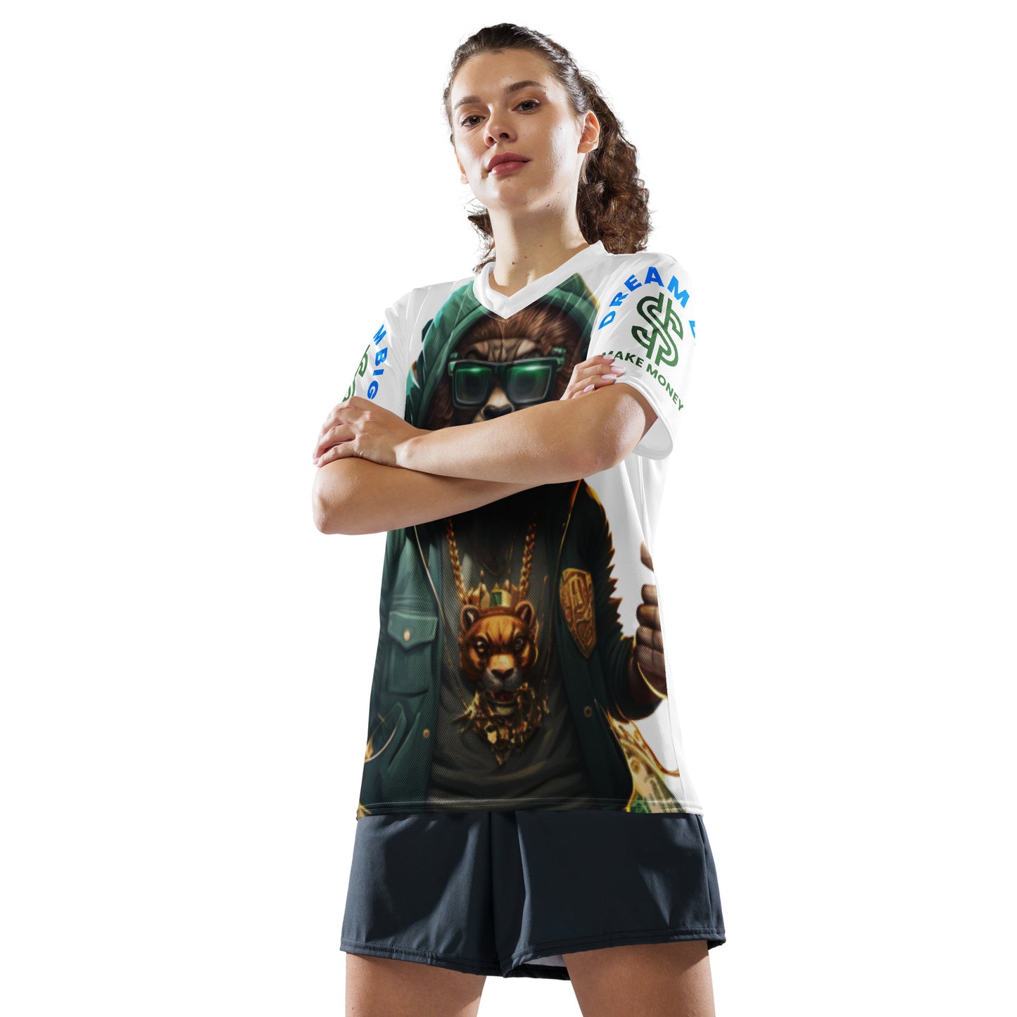 Dream Big Make Money (Recycled unisex sports jersey)