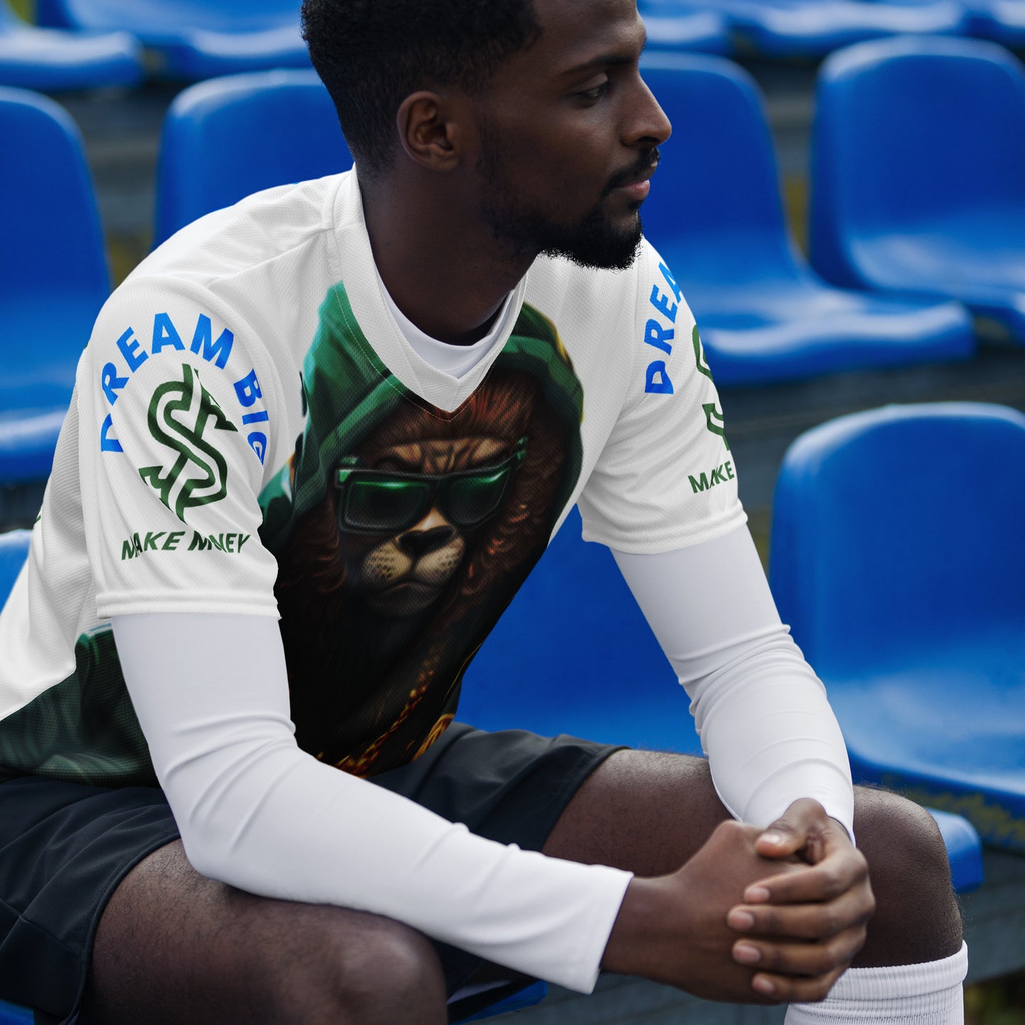 Dream Big Make Money (Recycled unisex sports jersey)