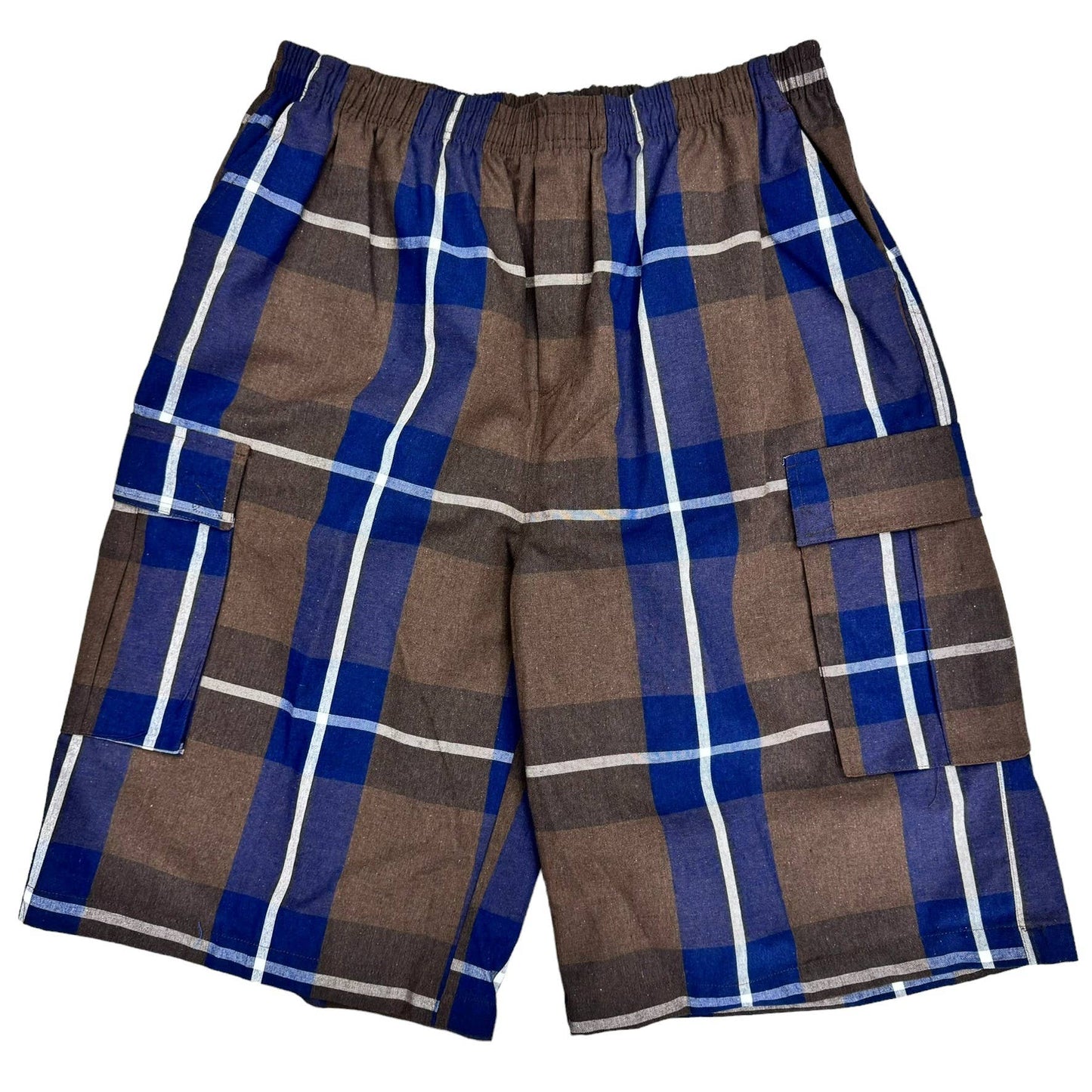 Men’s Plaid Checker Cargo Shorts – Below Knee Length