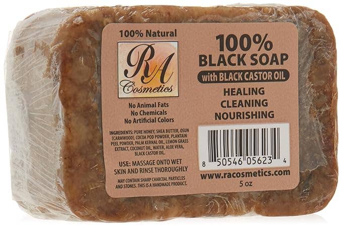 African Black Soap Bar, Black Castor Oil - 5 oz