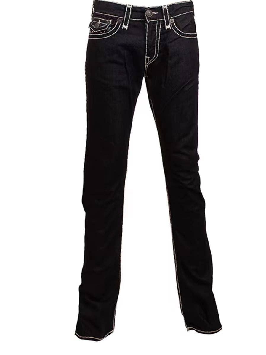 True Religion Men’s Casual Straight Leg Jeans with Religious Print