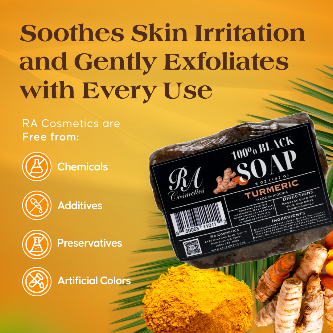 African Black Soap Bar, Turmeric Oil - 5oz