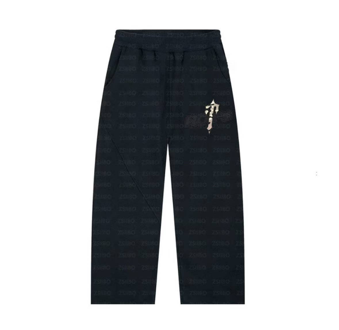 Retro Print Hooded Sweatshirt Set Casual Unisex Jogger Pants