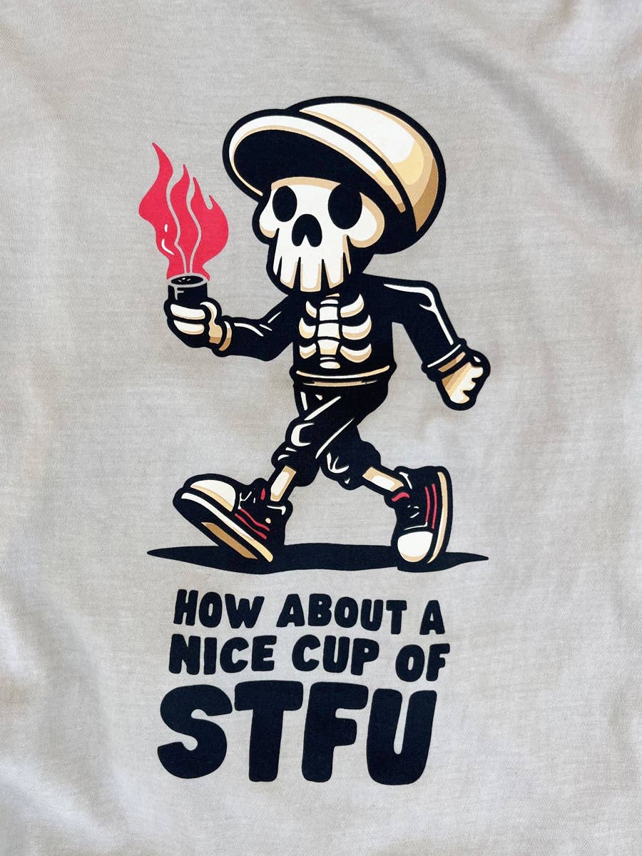 W2437-0953PT SHORT SLEEVE PRINTED CUP OF STFU CREW NECK TEE