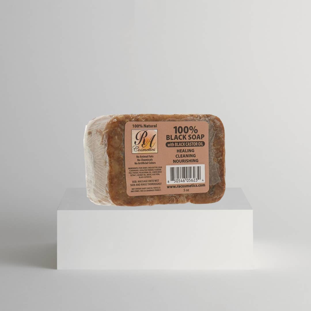 African Black Soap Bar, Black Castor Oil - 5 oz