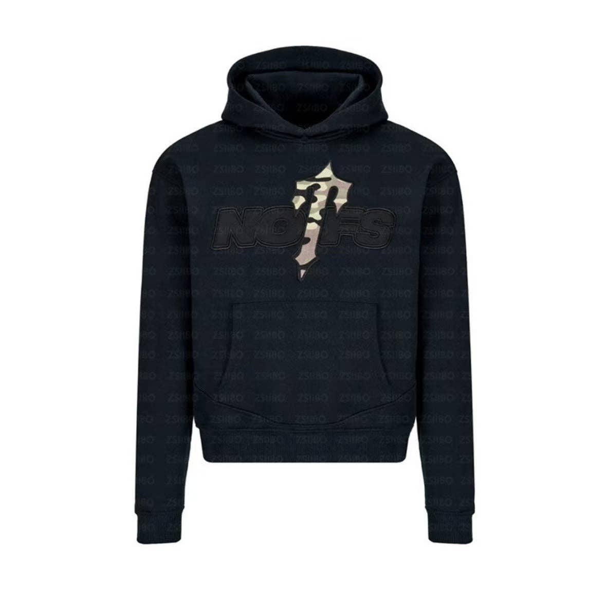 NOFS Printed Sports Set Retro Streetwear Hooded Sweatshirt and Loose Fit Pants