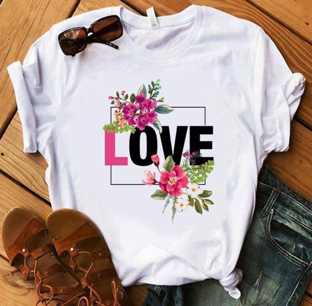 Women Fashion Casual Printed Round Neck T-Shirt