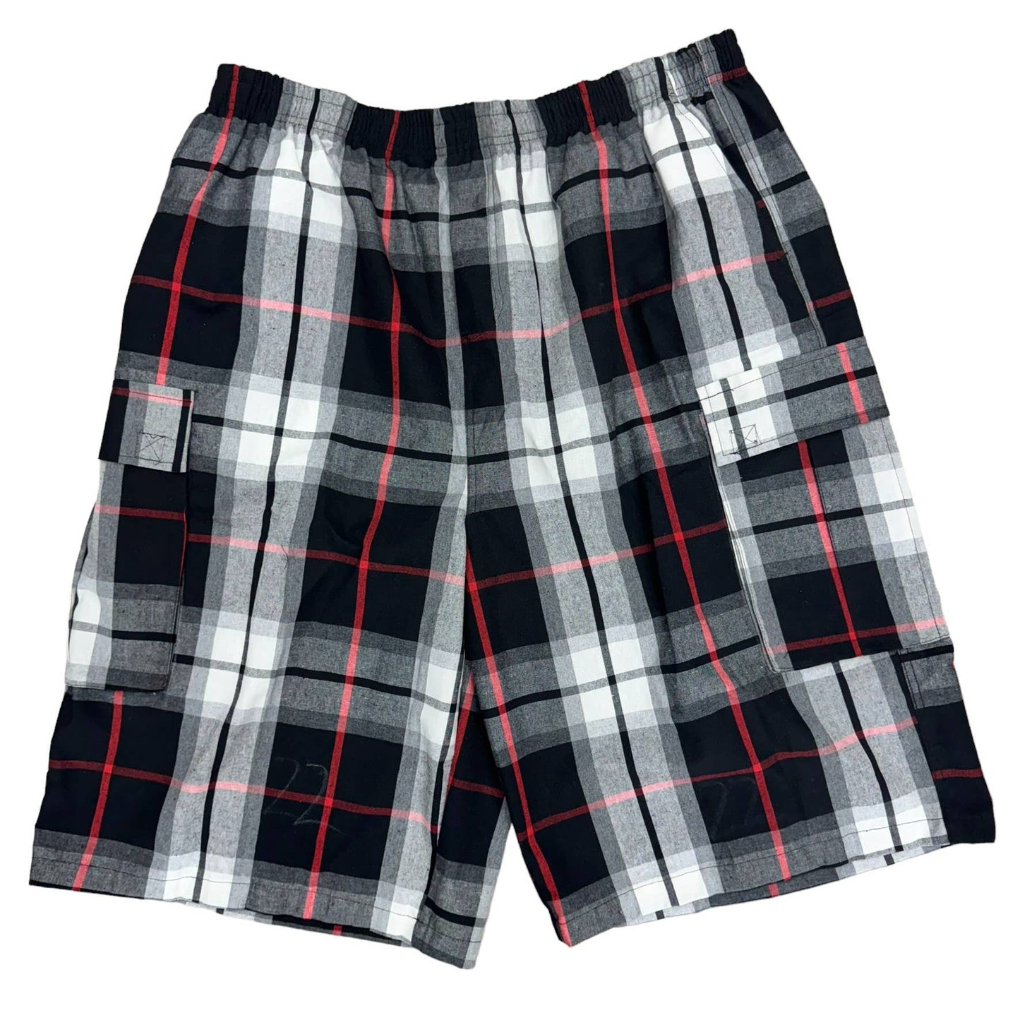 Men’s Plaid Checker Cargo Shorts – Below Knee Length