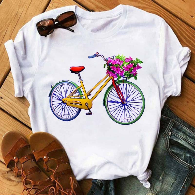 Women Fashion Casual Printed Round Neck T-Shirt
