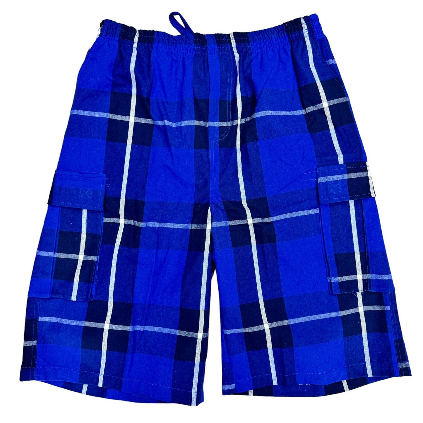 Men’s Plaid Checker Cargo Shorts – Below Knee Length