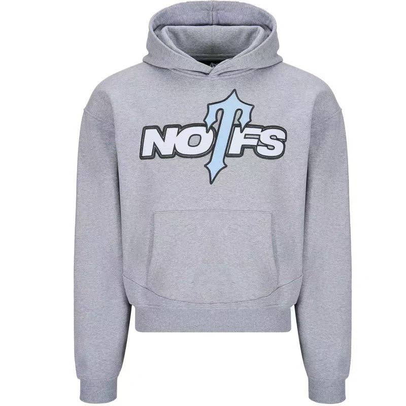 NOFS Printed Sports Set Retro Streetwear Hooded Sweatshirt and Loose Fit Pants