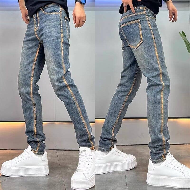 Men Fashion Casual Vintage Plus Size Straight Jeans