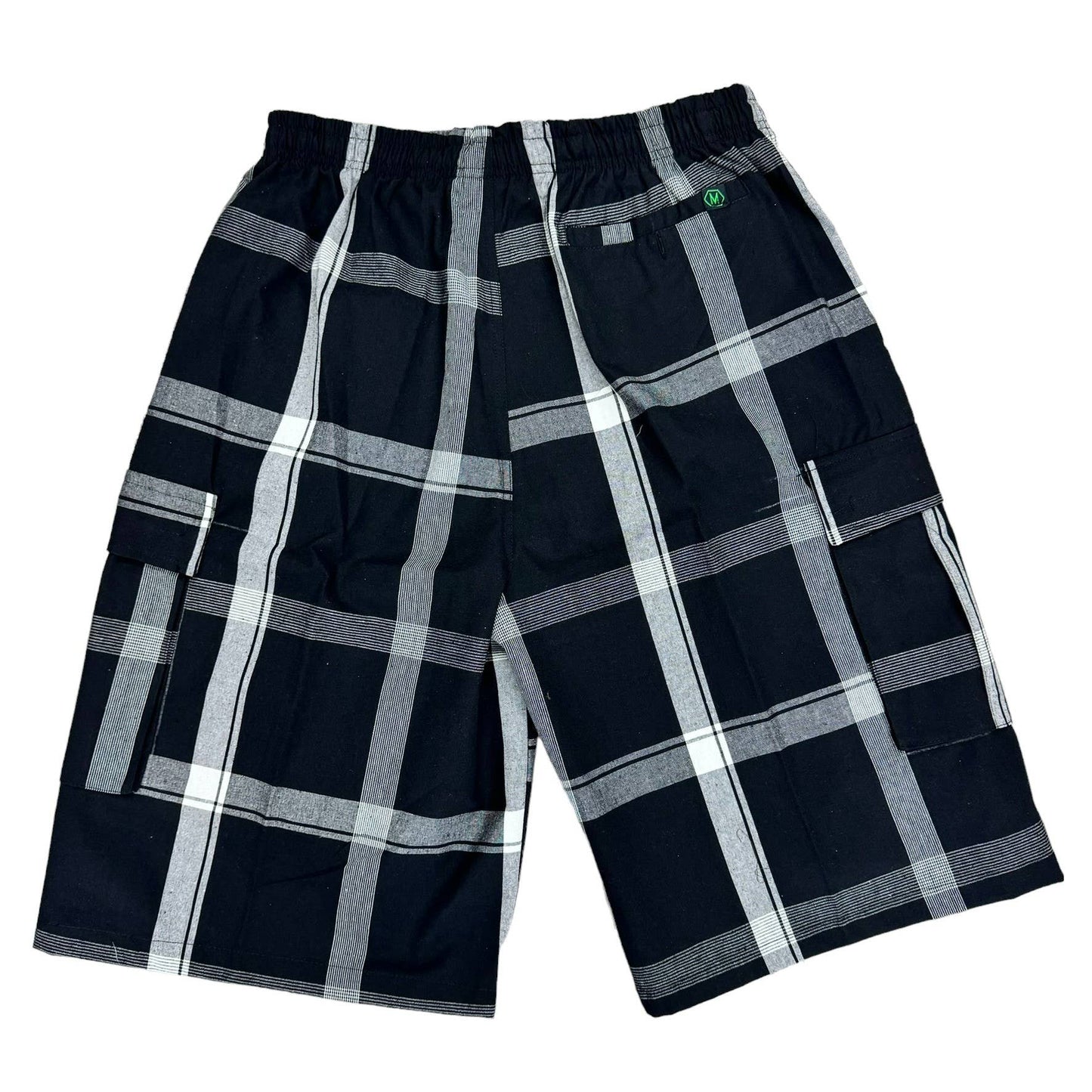 Men’s Plaid Checker Cargo Shorts – Below Knee Length