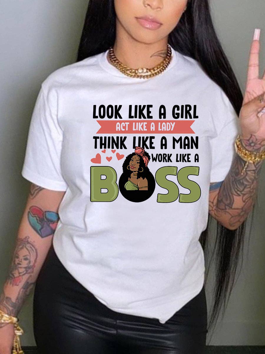 Women Fashion Casual Printed Round Neck T-Shirt