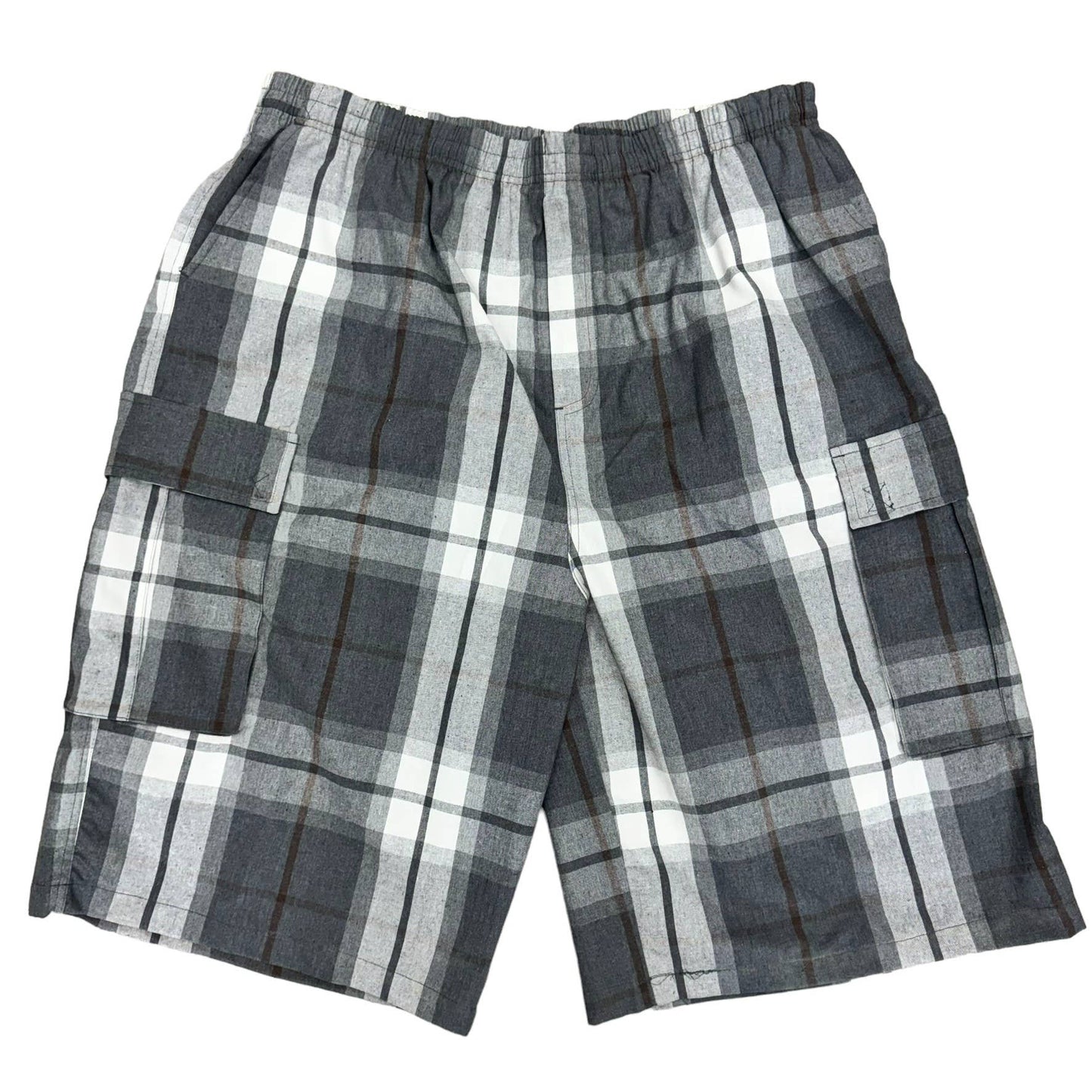 Men’s Plaid Checker Cargo Shorts – Below Knee Length