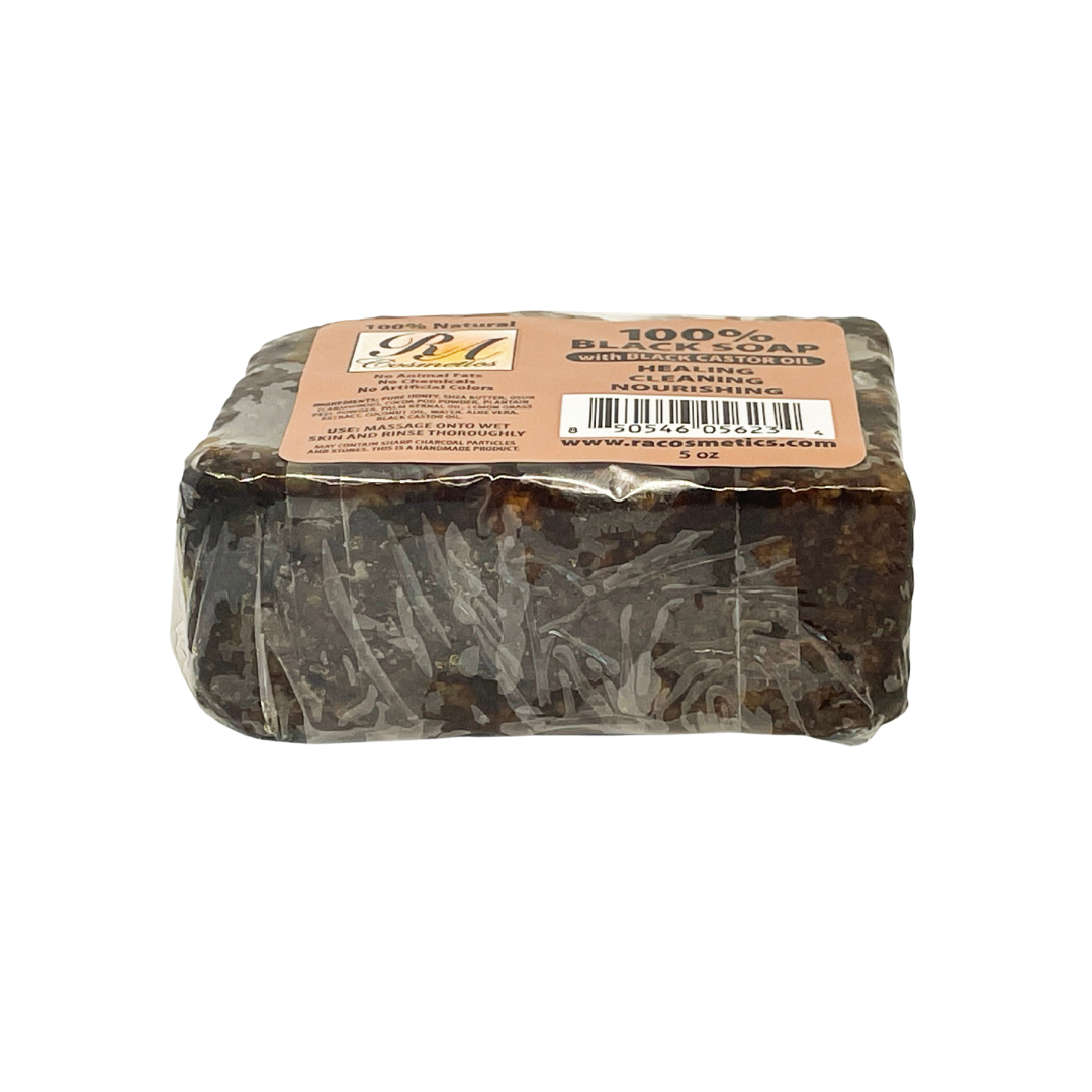 African Black Soap Bar, Black Castor Oil - 5 oz