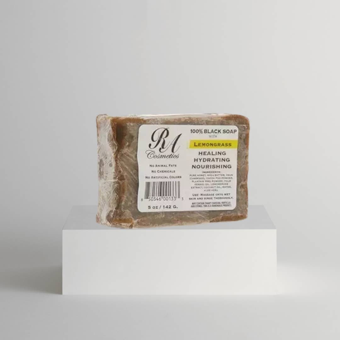 African Black Soap Bar, Lemongrass - 5oz