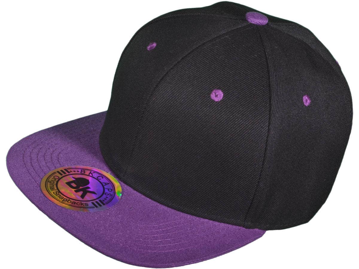 Blank Snapback Hats - BK Caps Flat Bill Plain Vintage
