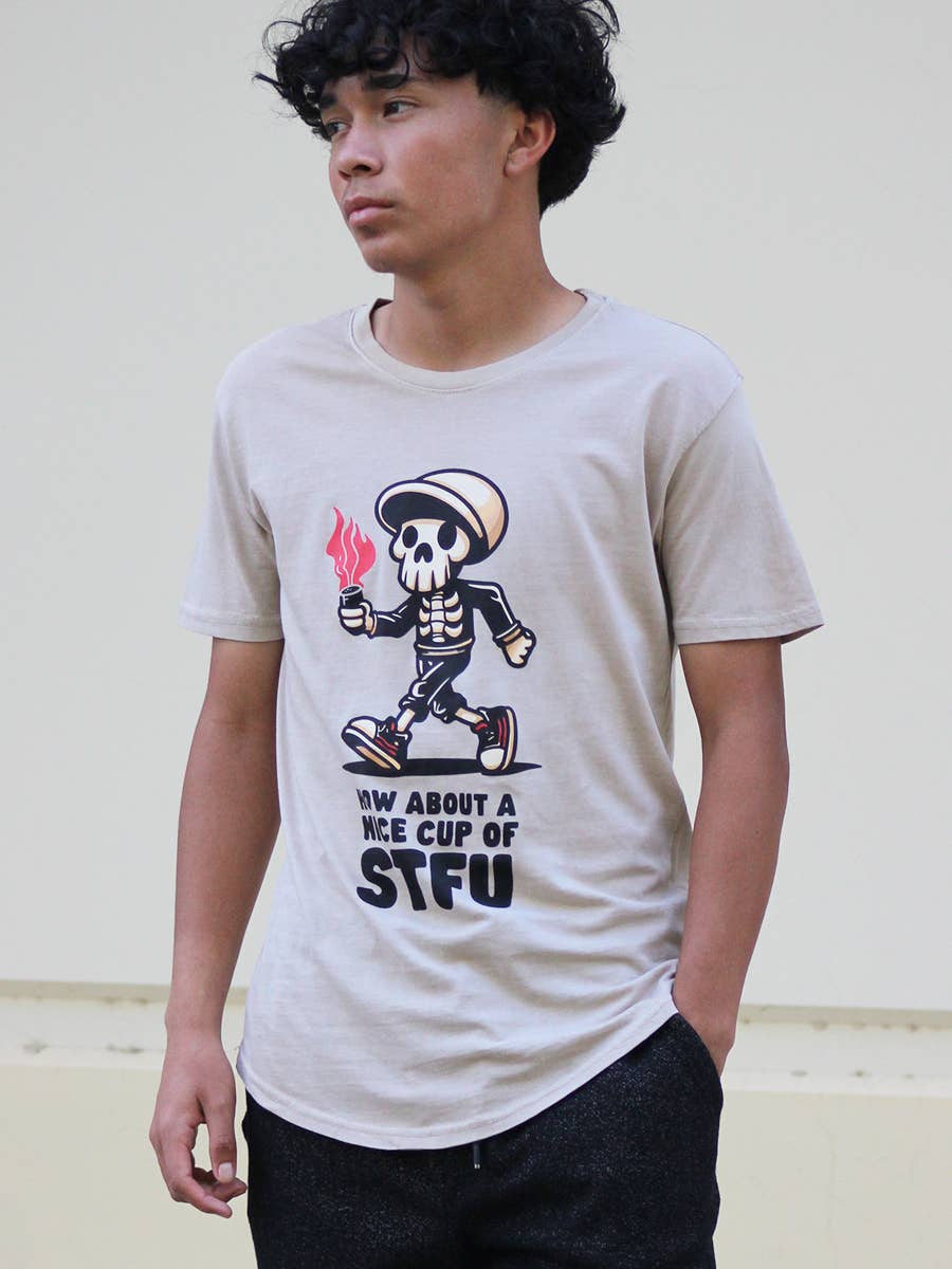 W2437-0953PT SHORT SLEEVE PRINTED CUP OF STFU CREW NECK TEE