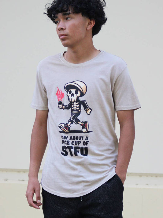 W2437-0953PT SHORT SLEEVE PRINTED CUP OF STFU CREW NECK TEE
