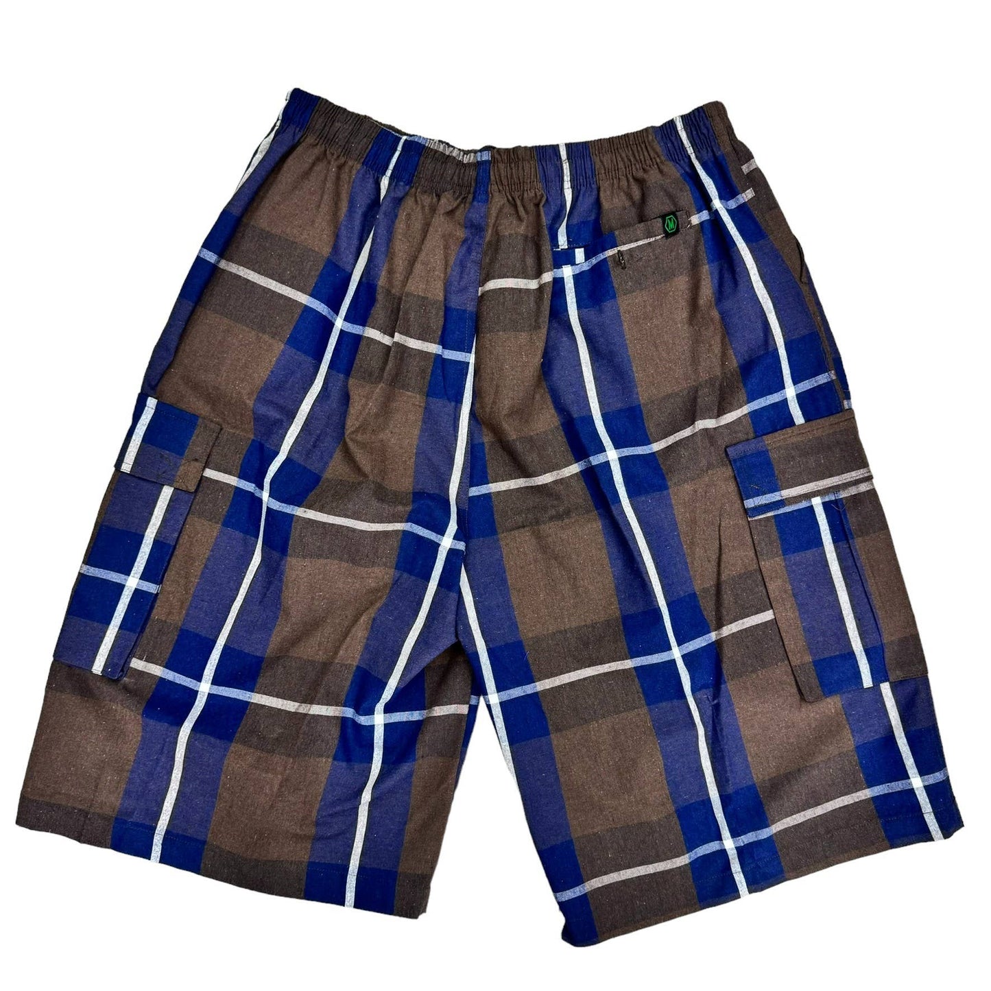 Men’s Plaid Checker Cargo Shorts – Below Knee Length