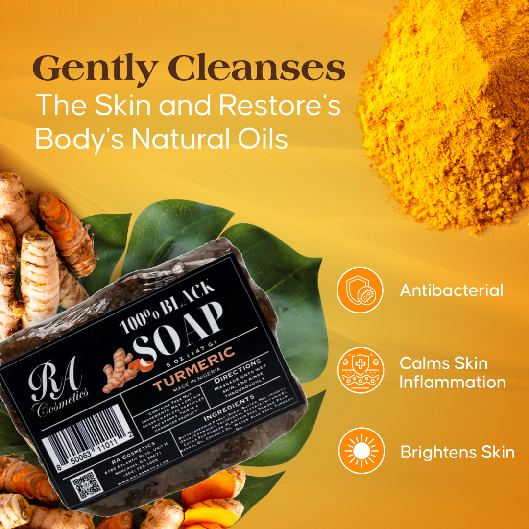 African Black Soap Bar, Turmeric Oil - 5oz