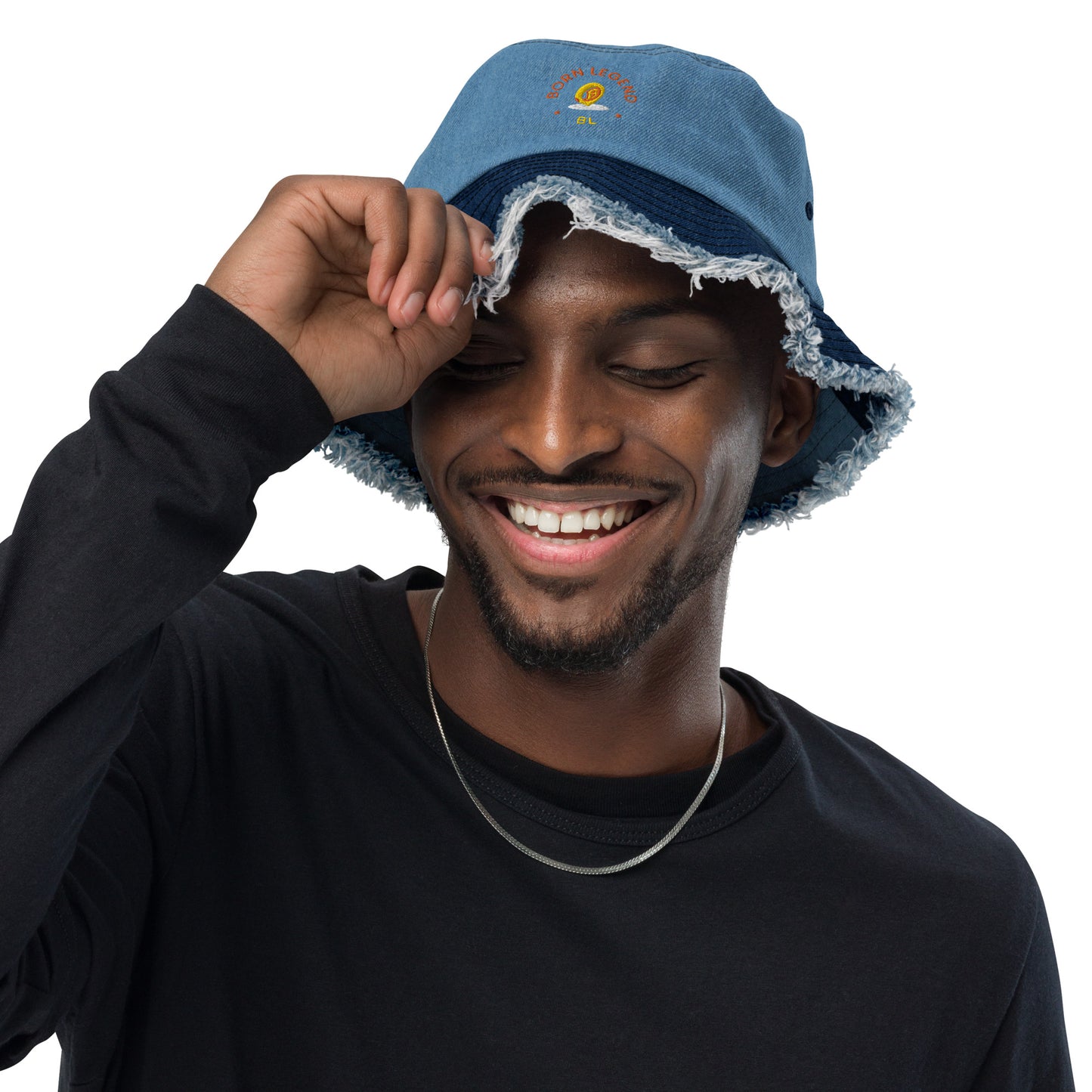 Born Legend Distressed denim bucket hat