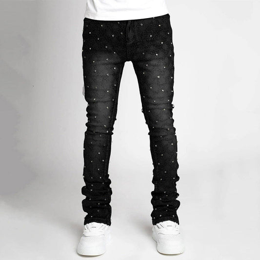 Men'S Fashion Casual Beads Decoration Stretch Jeans