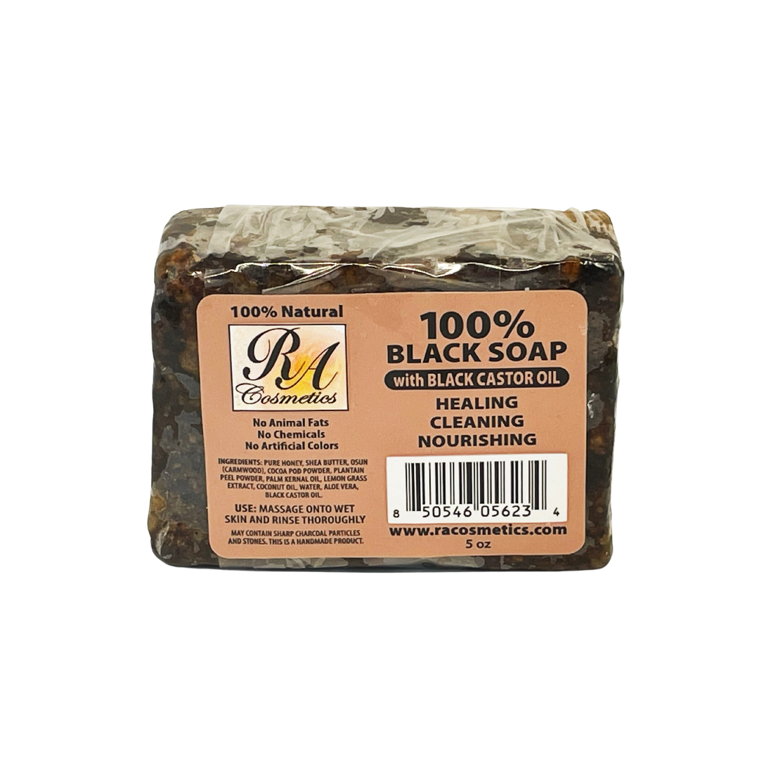 African Black Soap Bar, Black Castor Oil - 5 oz