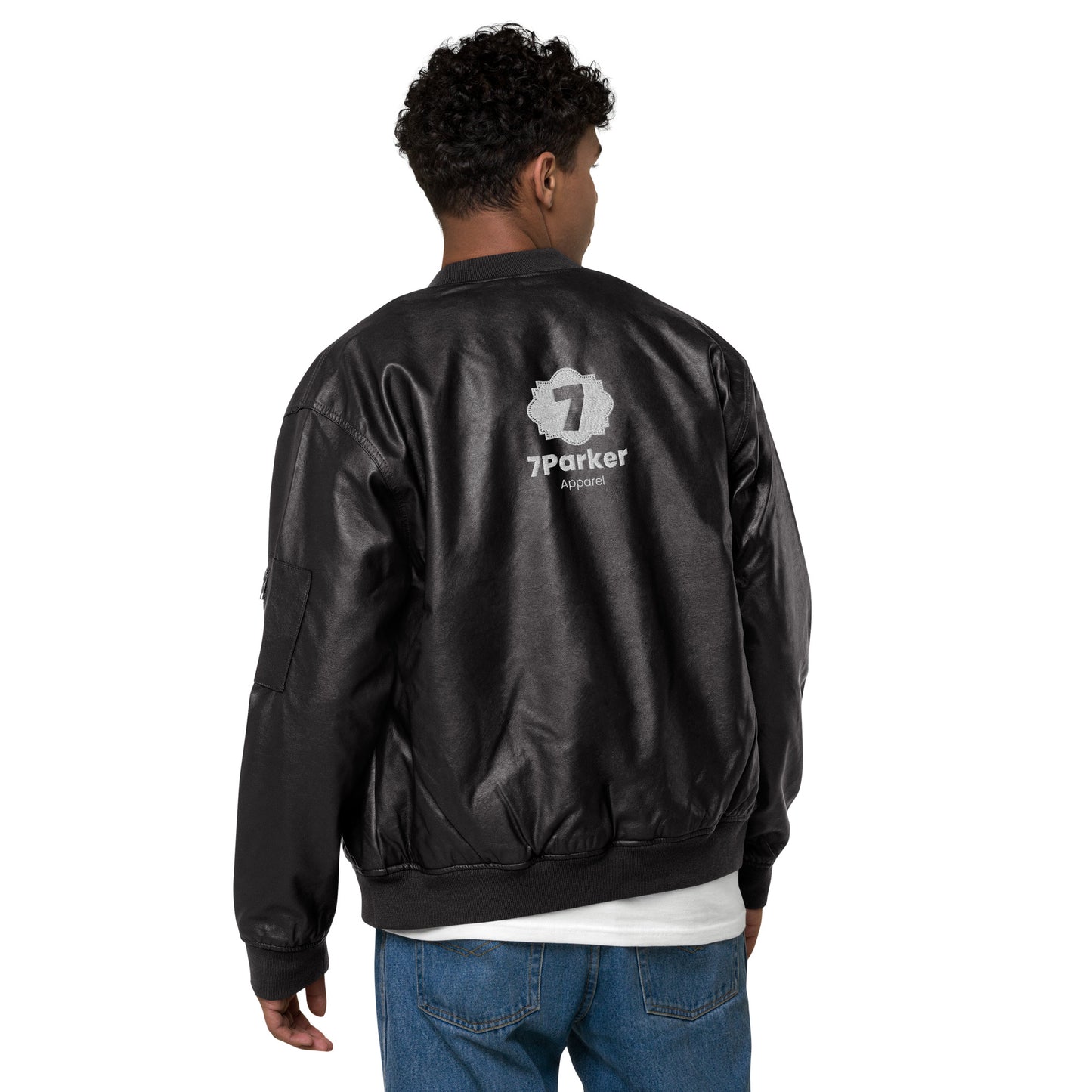 7Parker Leather Bomber Jacket