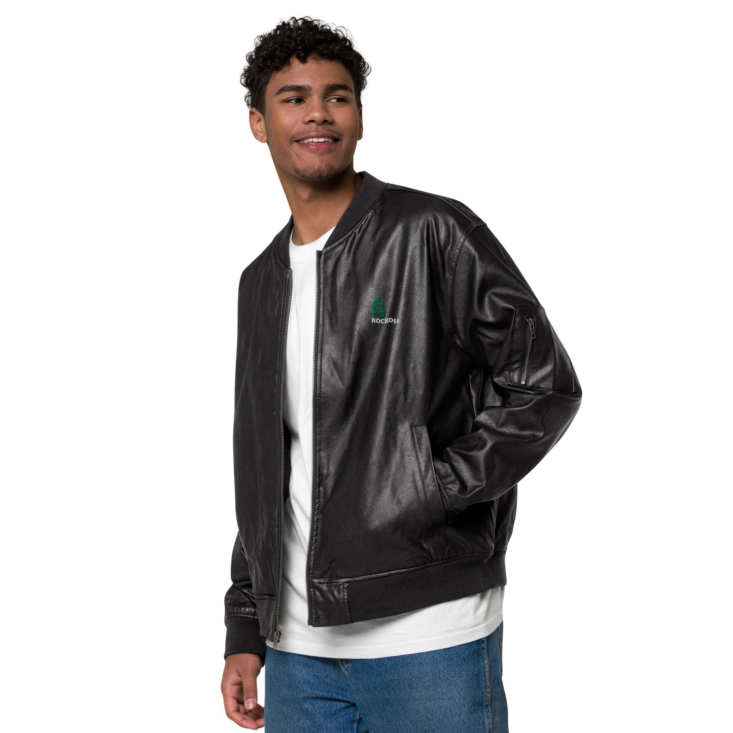 Rocko52 Leather Bomber Jacket