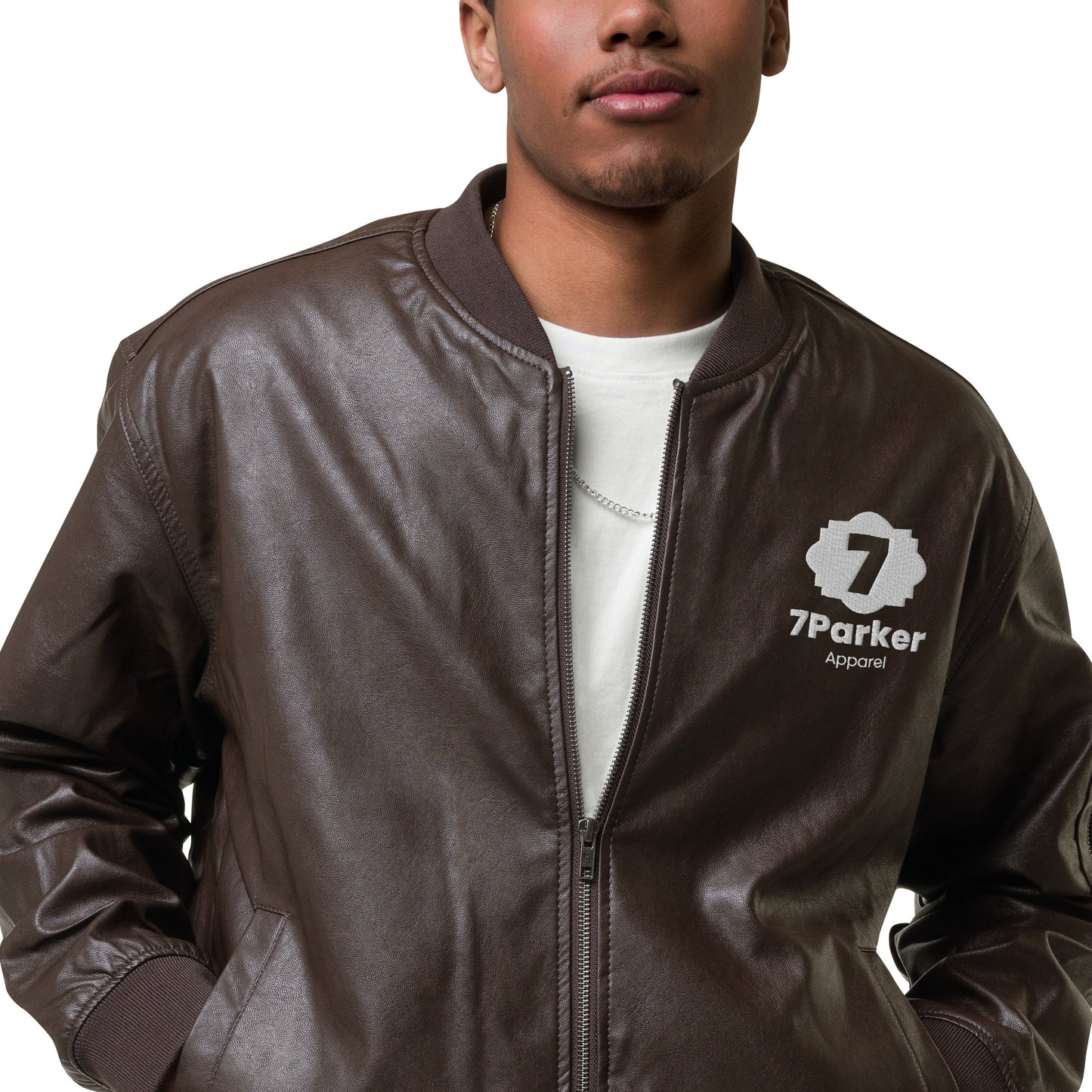 7Parker Leather Bomber Jacket