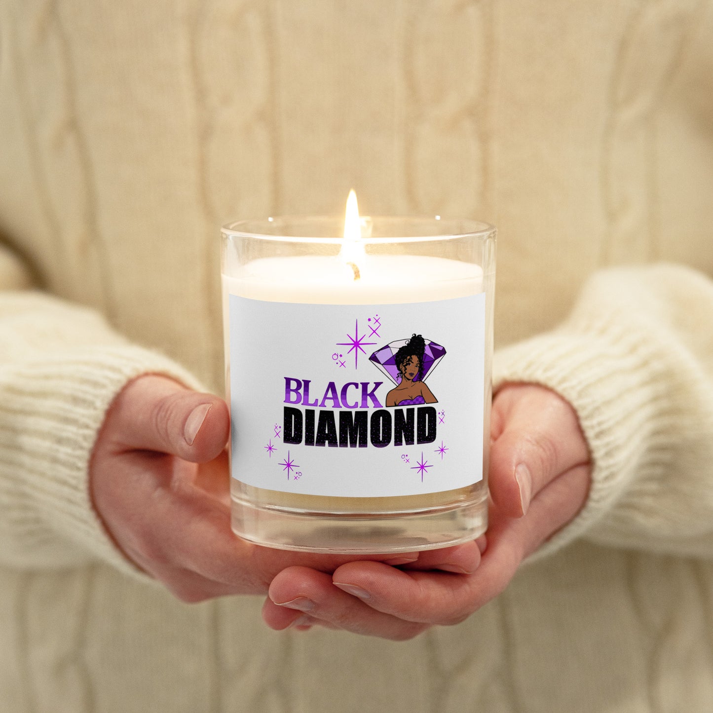 Black Diamond Glass jar soy wax candle