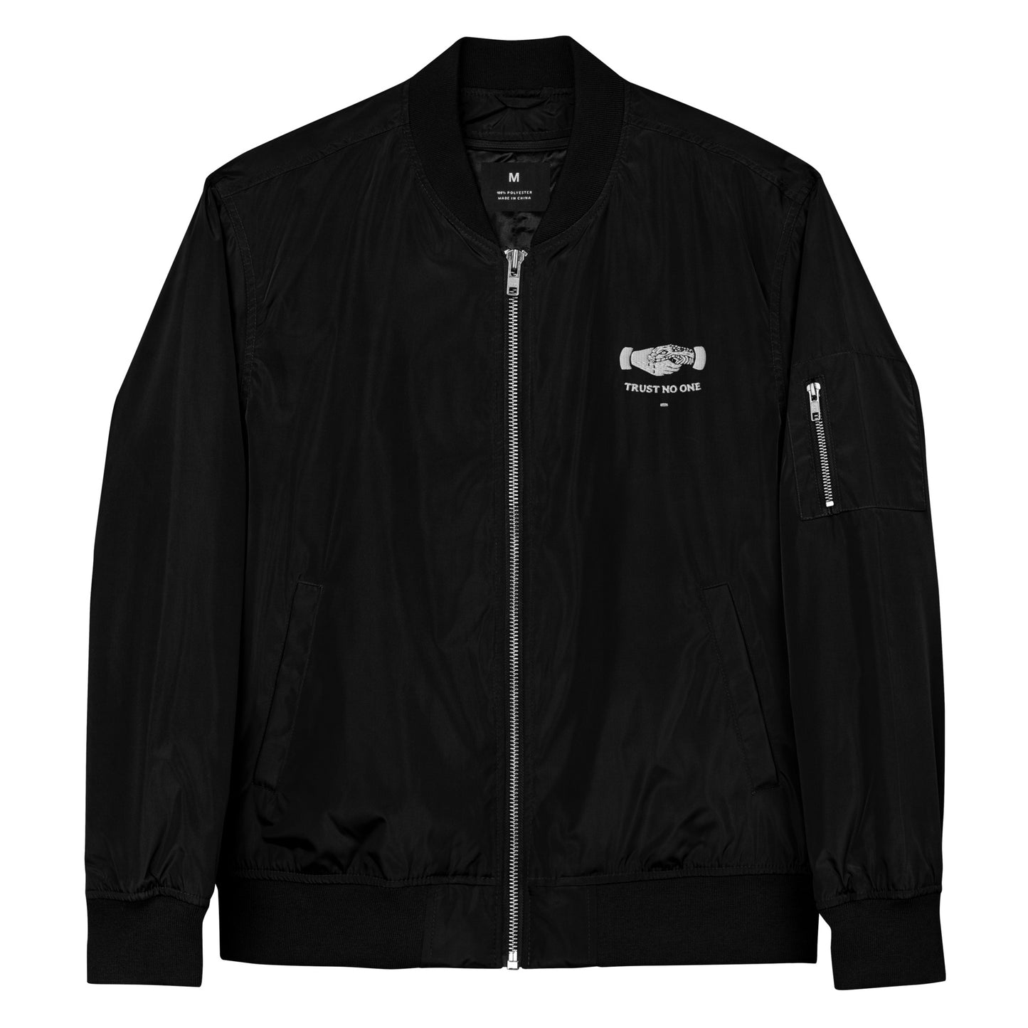 Trust No One Premium recycled bomber jacket