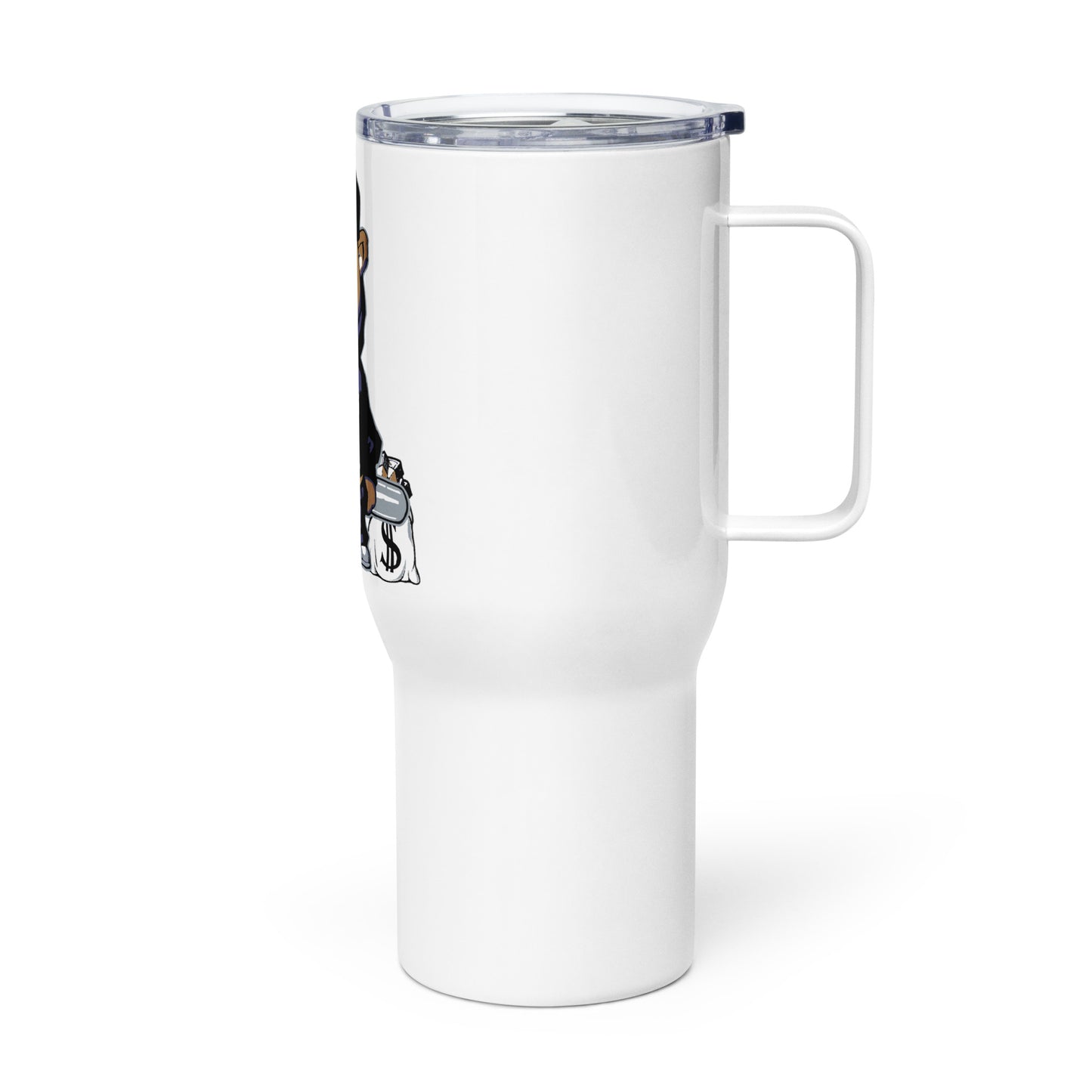 Travel mug with a handle