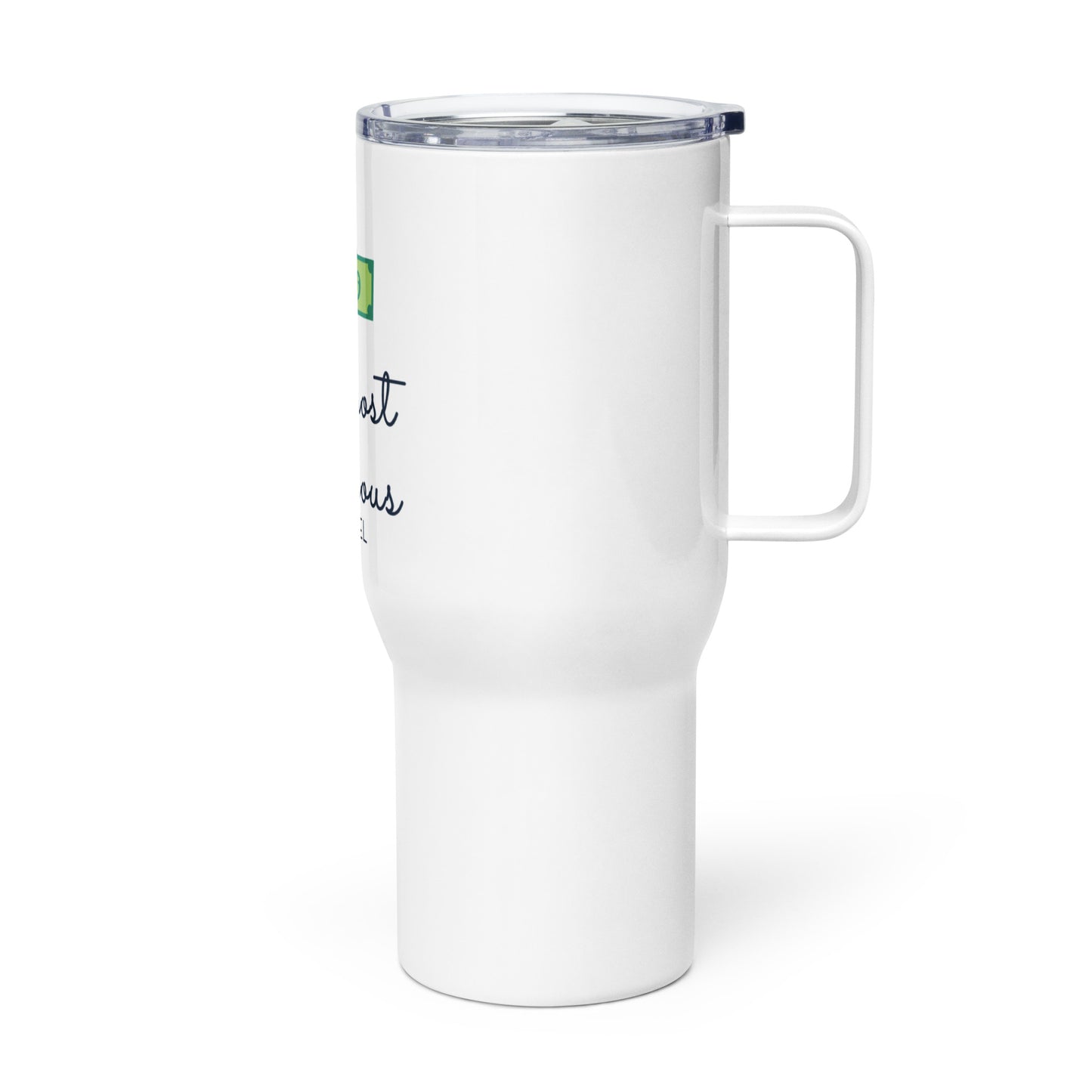 Travel mug with a handle