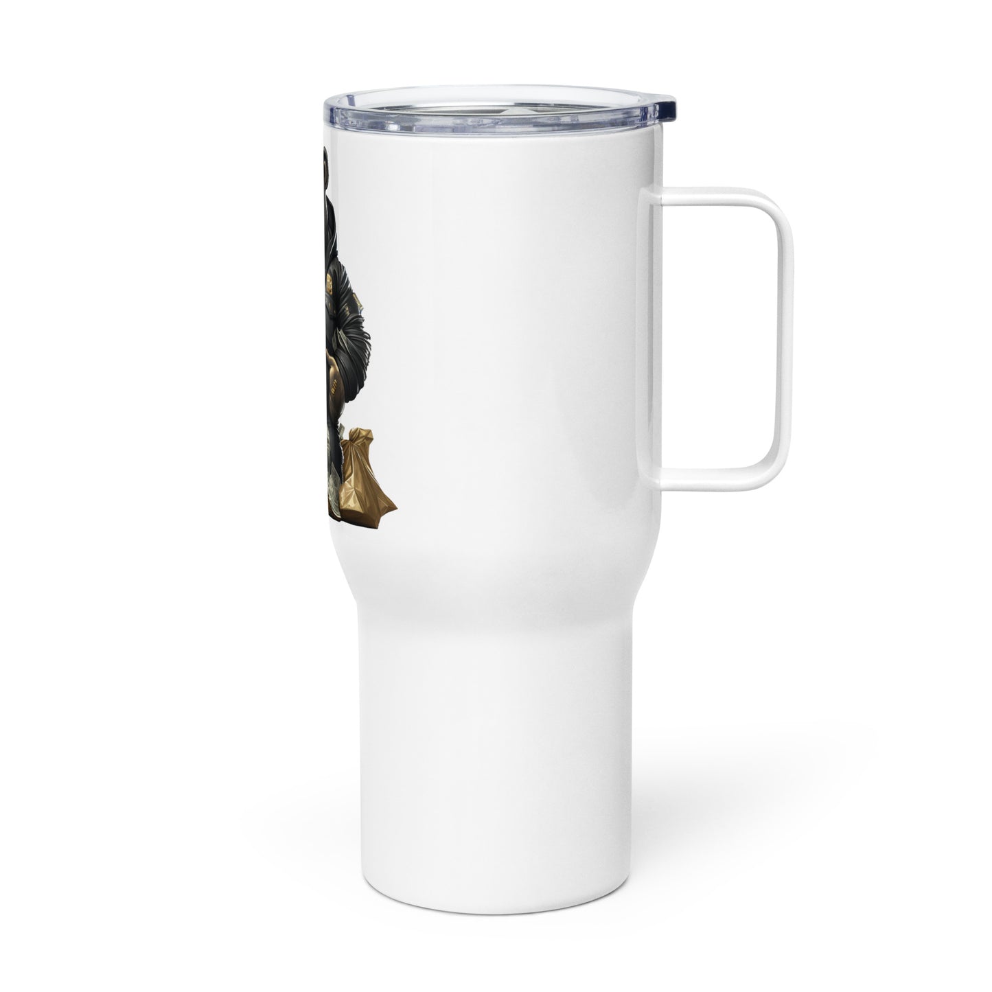 Travel mug with a handle