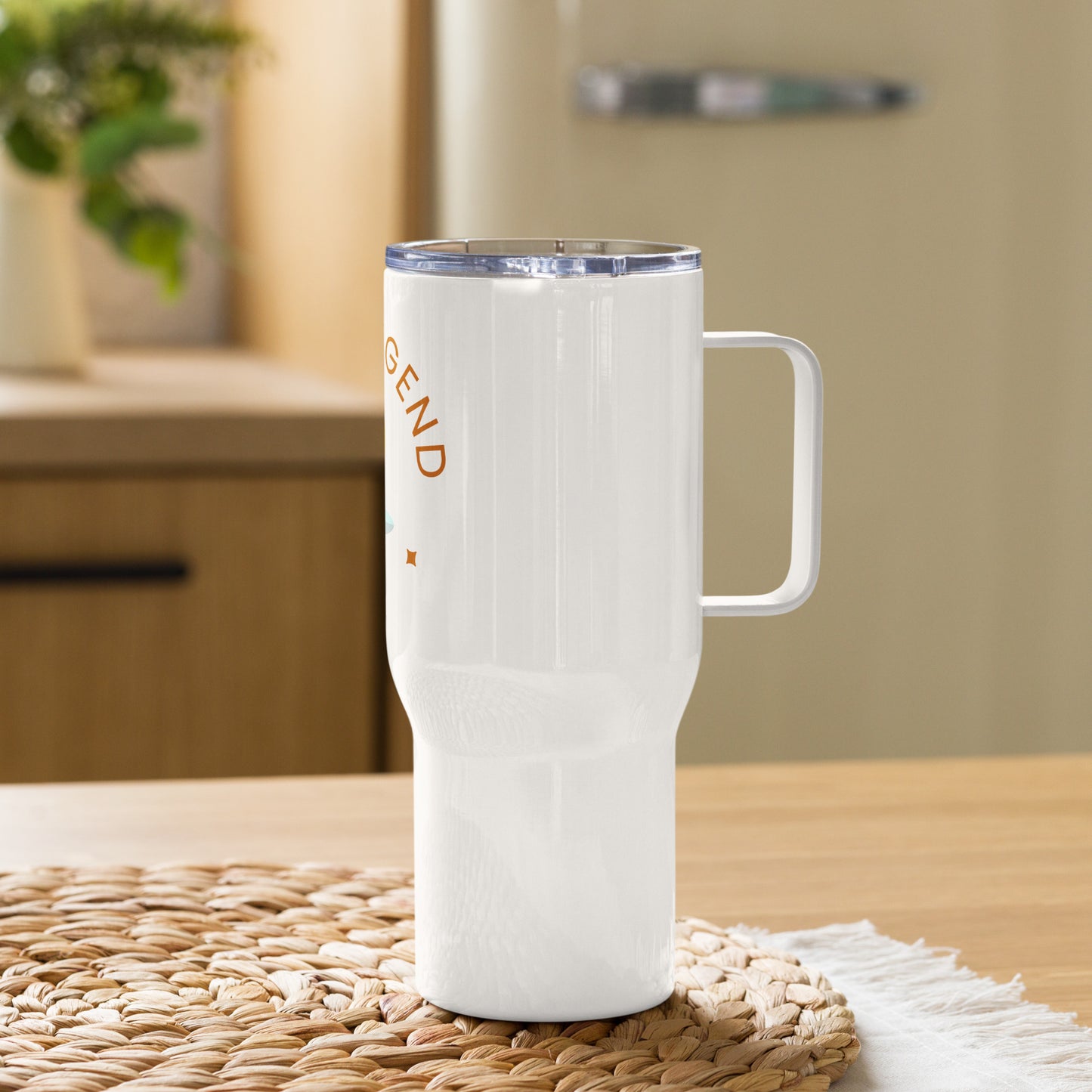 Born Legend White Travel mug with a handle