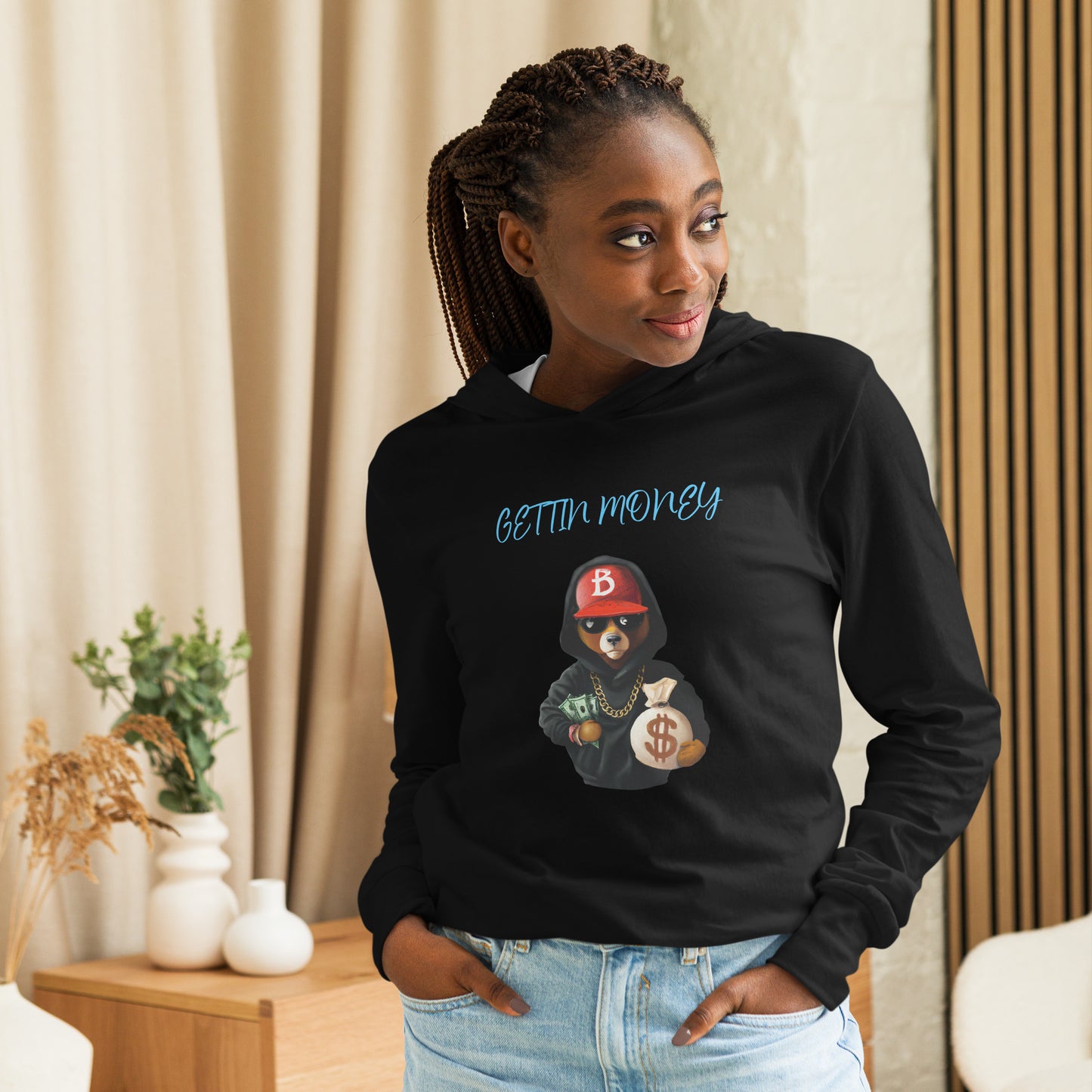 Gettin Money Unisex Hooded long-sleeve tee