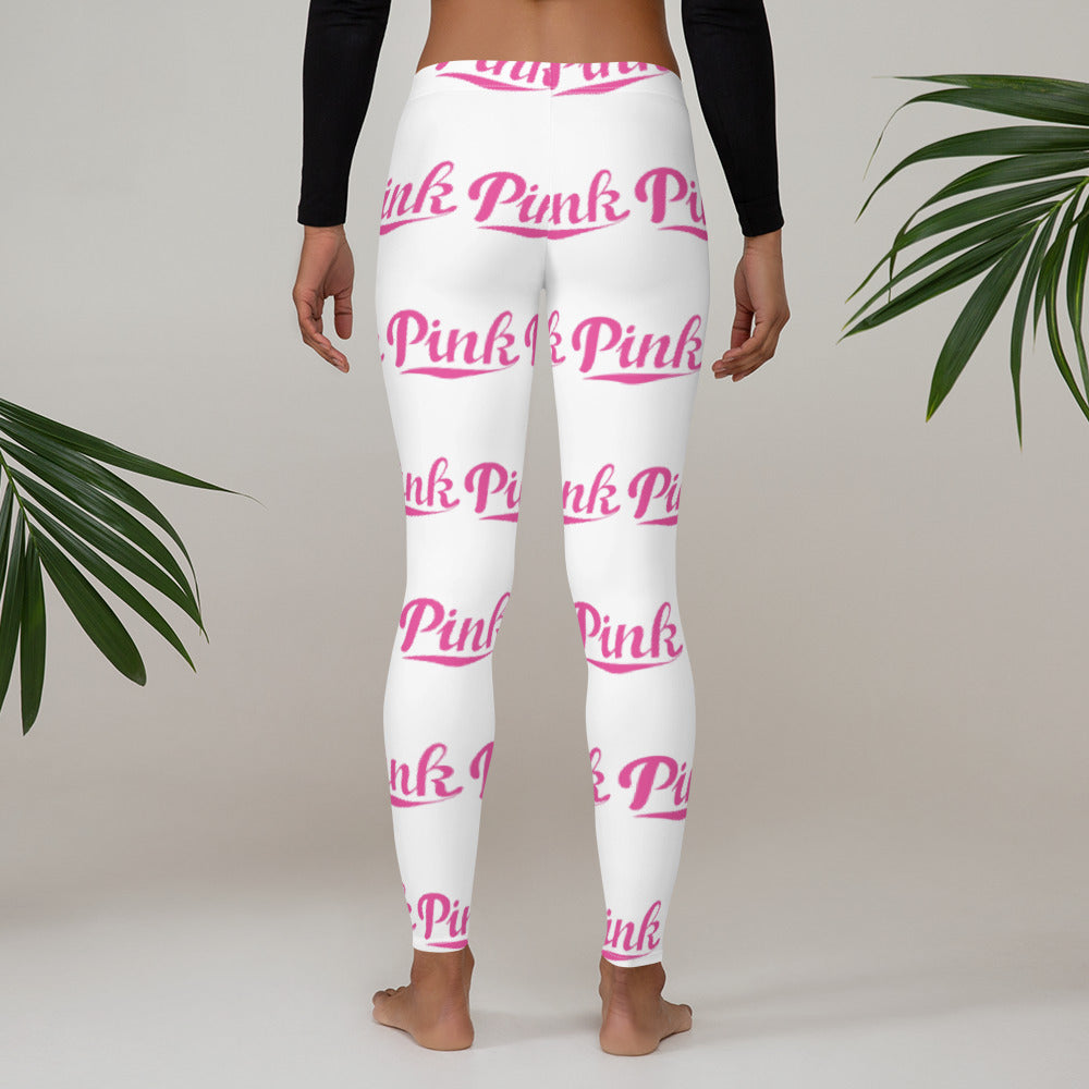 Pink Logo  All-Over Print Leggings