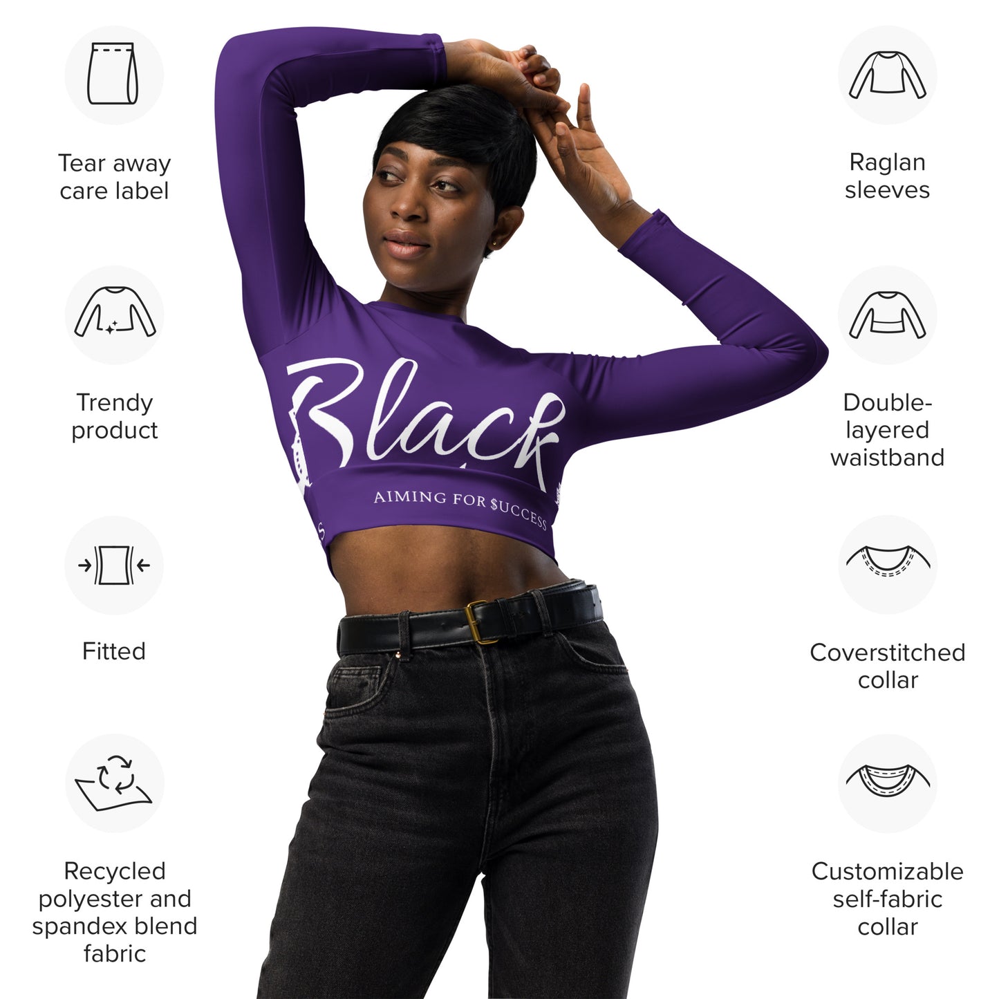 Black Billionaire Women’s long-sleeve crop top