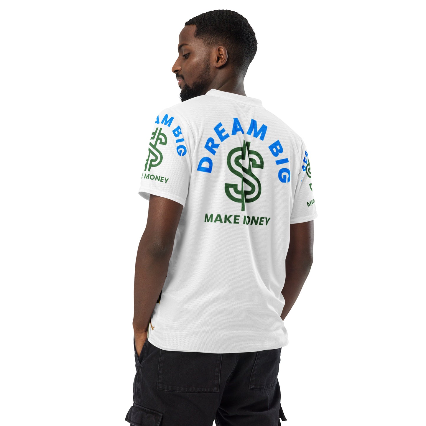 Dream Big Make Money (Recycled unisex sports jersey)
