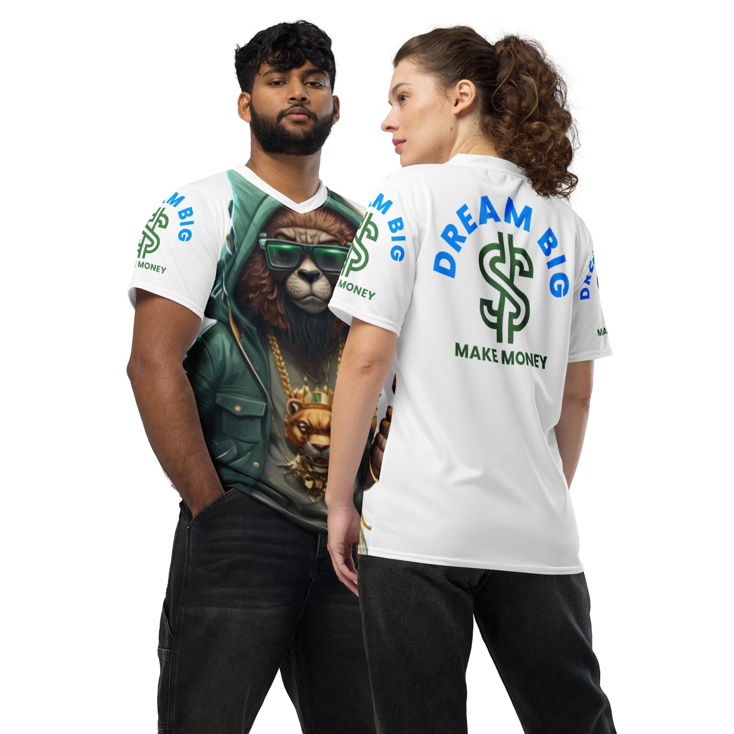 Dream Big Make Money (Recycled unisex sports jersey)