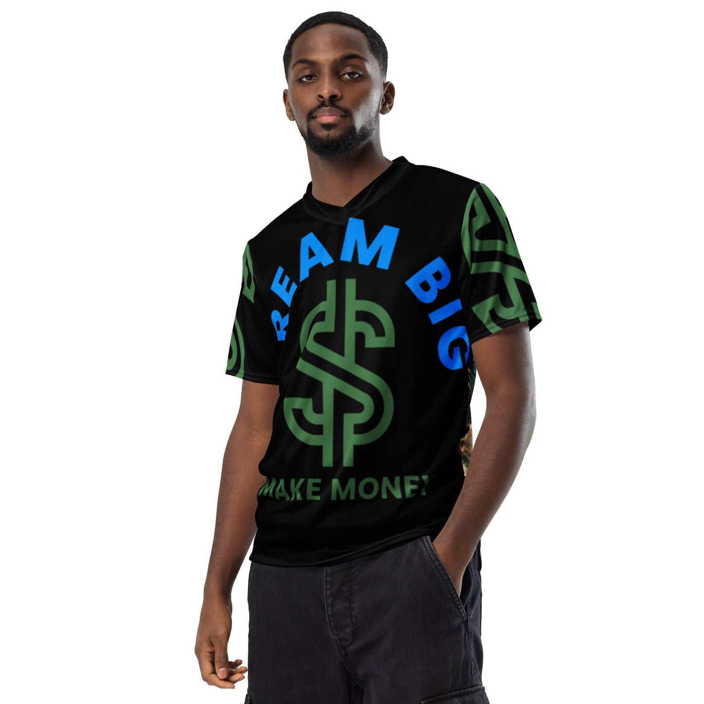 Dream Big Make Money (Recycled unisex sports jersey)